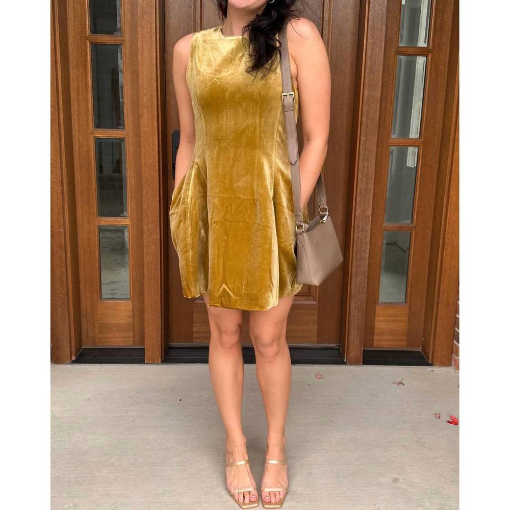 NEW MIOU MUSE naomi velvet dress in lemon grass